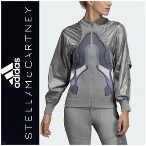 Adidas Stella McCartney Knit Midlayer Jacket Sz Medium $200 Charcoal Solid Grey